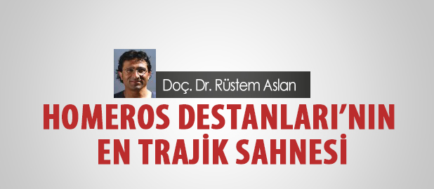 Homeros dünyasının temelini oluşturan İlyada Destanı’nda öyle sahneler vardır ki, aradan binyıllar geçmesine rağmen, etkisini hiç kaybetmemiş; farklı sanat dallarında sürekli yeniden ele alınarak, dünya kültür tarihinde derin izler bırakmış/ bırakmaktadır. İşte bunlardan biri de  Troialı Hektor’un Karısı ve Çocuğundan Ayrılışı Sahnesidir.  Anlatılamaz, dayanılamaz, hiçbir zaman unutulamaz acılar; kahramanlıkların öte yüzündedir bu sahnede. Sur duvarlarlarının her hangi bir köşesinde, İlion’un  „güzelce örülmüş caddelerinde“; o önünde çok mücadeleler verilmiş Batı Kapısı’nda, İlyada Destanı’nın en acıklı sahnesi yaşanmıştır. İşte kentin böylesine önemli bir yerinde Hektor, „beyaz tenli“ karısı Andromakhe’ye veda eder.  Andromakhe, Akhaların büyük bir güçle savunma duvarlarına karşı saldırya geçtiklerini duyar. Çatışmaları seyretmek için, büyük bir telaşla  bebeği Skamandros’u da alarak batı kulesine gider. Tam bu sırada Hektor savaşmaktan yorgun düşmüş bir halde kalenin içine geri çekilir; ama sarayında karısı Andromakhe’yi bulamayınca, telaşlanır ve onu aramaya başlar. Caddenin ortasında karşılaşırlar. Andromakhe içinde ölüm korkusu, gözyaşlarıyla kocası Hektor’u savaşa gitmemesi için ikna etmeye çalışır. Kale duvarlarını en azından bir kez başkalarının koruması için Hektor’a yalvarır: