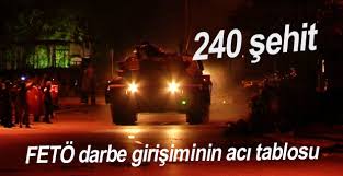 FETÖ darbe girişiminin acı tablosu: 240 şehit
