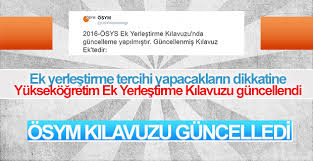 ÖSYM Ek Yerleştirme Kılavuzunu güncelledi